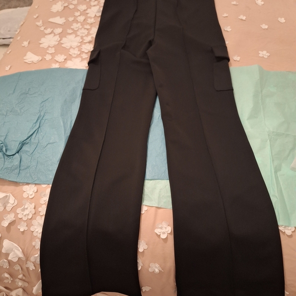 Bebe Black High-Waisted Pants with Gold Buttons - Picture 2 of 3